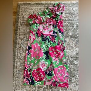 Lilly Pulitzer One Shoulder Dress - Green and Pink Floral